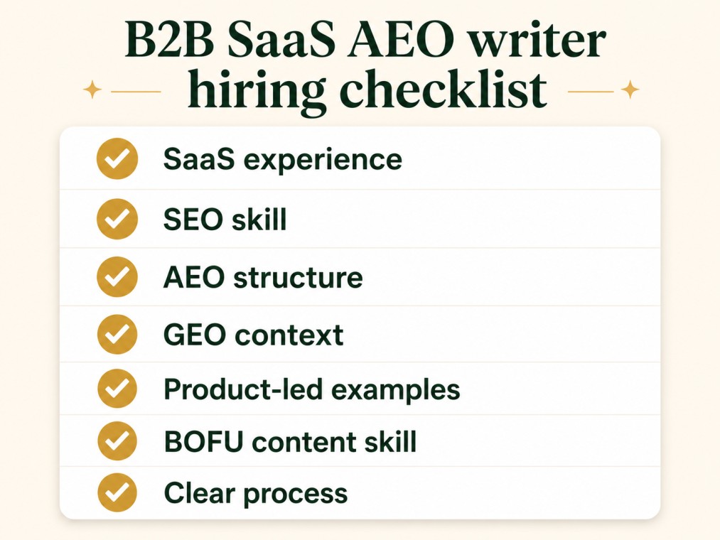 B2B SaaS AEO writer hiring checklist
