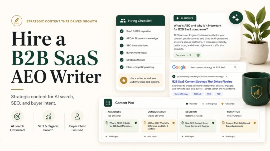 Hire B2B SaaS AEO writer checklist for SaaS content strategy