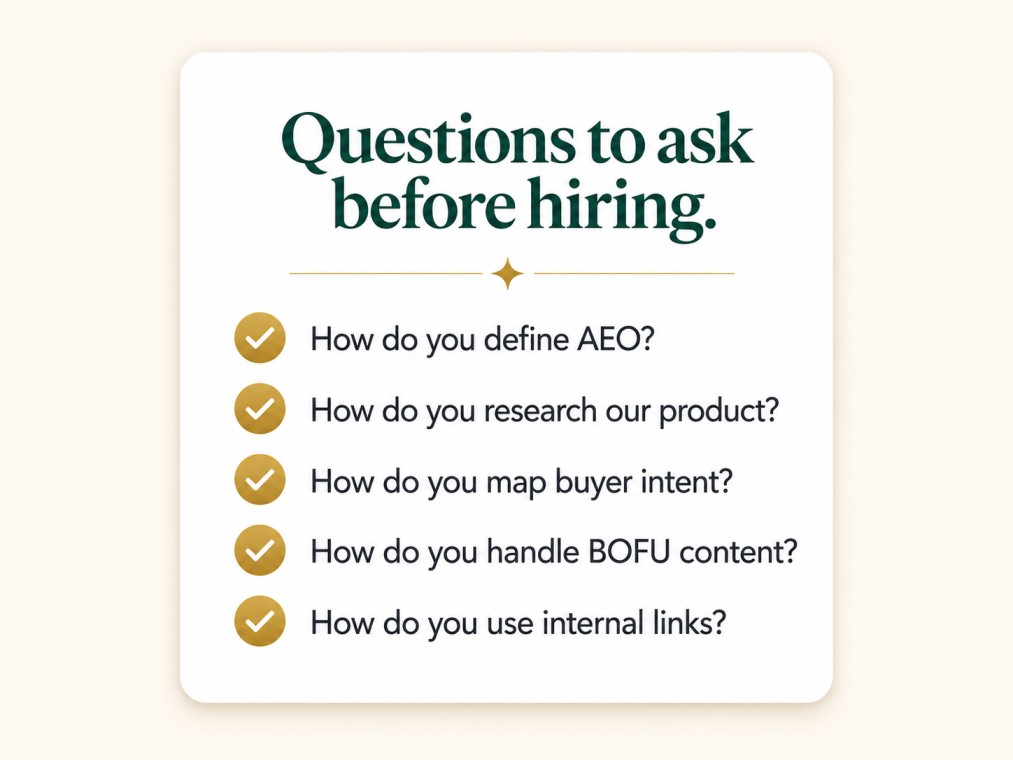 Questions to ask before hiring a B2B SaaS AEO writer