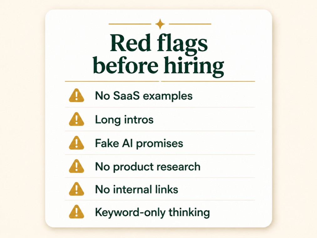 Red flags to avoid when hiring a SaaS AEO writer